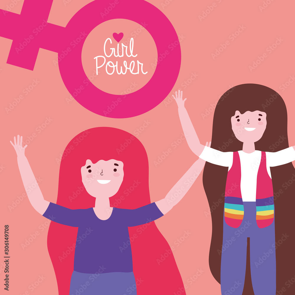 Girls cartoons of power and strong concept vector design Girls cartoons of power and strong concept vector design