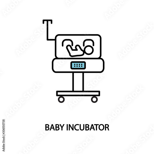 Baby incubator line icon. Neonatal intensive care unit. Premature