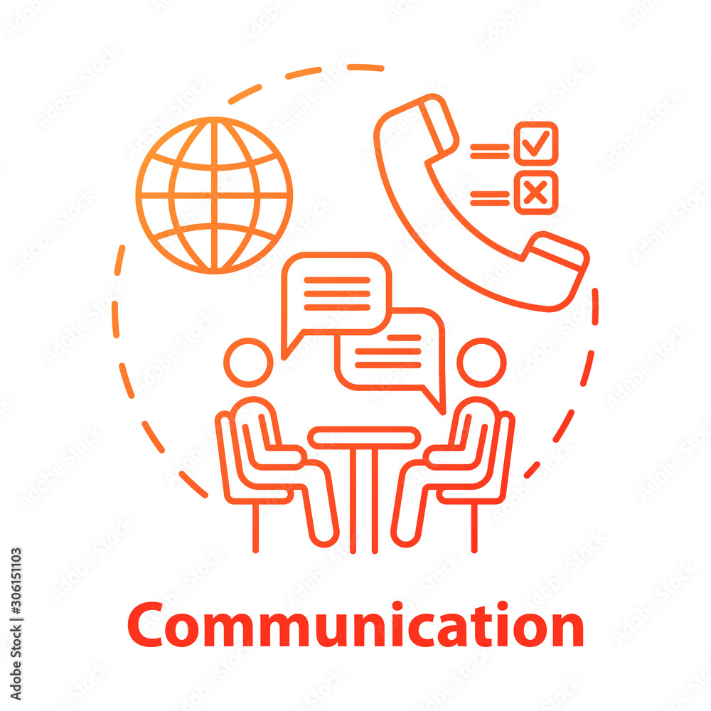 Communication concept icon. Dialogue. Professional conversation. Partnership meeting. Business negotiations idea thin line illustration. Vector isolated outline drawing Communication concept icon. Dialogue. Professional conversation. Partnership meeting. Business negotiations idea thin line illustration. Vector isolated outline drawing