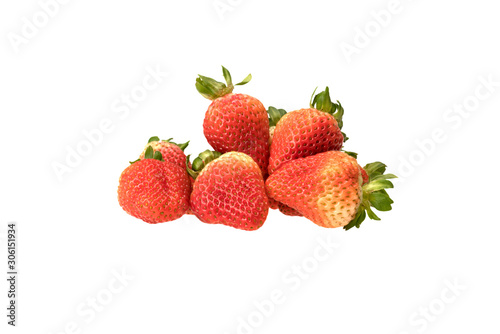 many strawberries on white background isolated