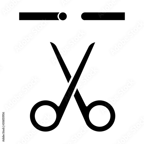 Sterilisation glyph icon. Fallopian tubes cut. Vasectomy. Preservative surgical procedure. Safe sex. Permanent pregnancy prevention. Silhouette symbol. Negative space. Vector isolated illustration
