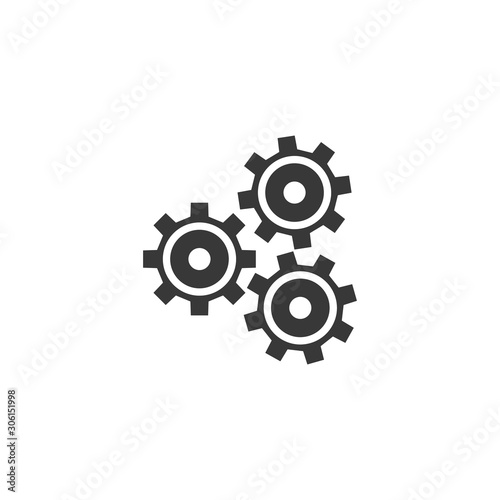 gear Icon vector flat design. Stock vector illustration isolated on white background.