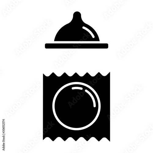 Contraceptive glyph icon. Female vaginal condom for safe sex. Pregnancy prevention. Birth control. STI protection for intercourse. Silhouette symbol. Negative space. Vector isolated illustration