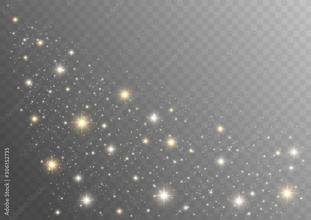 Dust sparks and golden stars shine with special light.