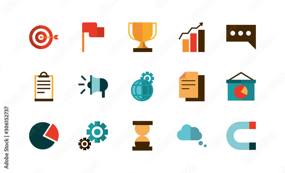 business strategy network icons set business strategy network icons set