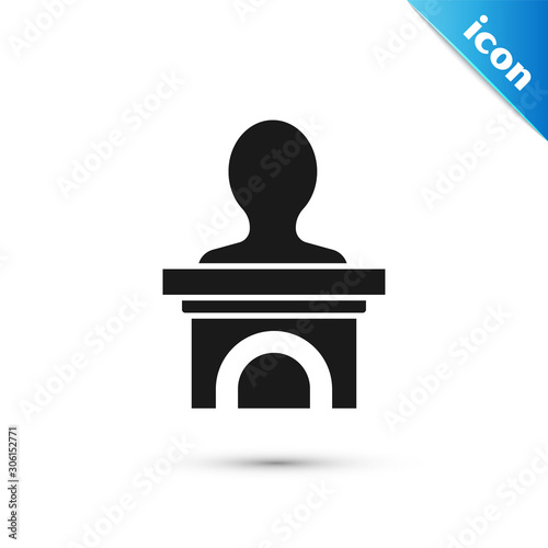Black Stage stand or debate podium rostrum icon isolated on white background. Conference speech tribune. Vector Illustration