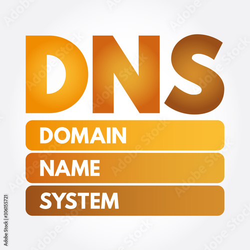 DNS - Domain Name System acronym, technology concept background