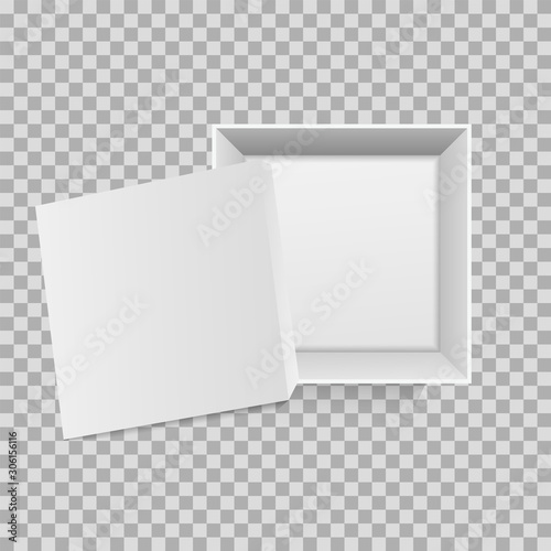 White cardboard boxes mock up top view
