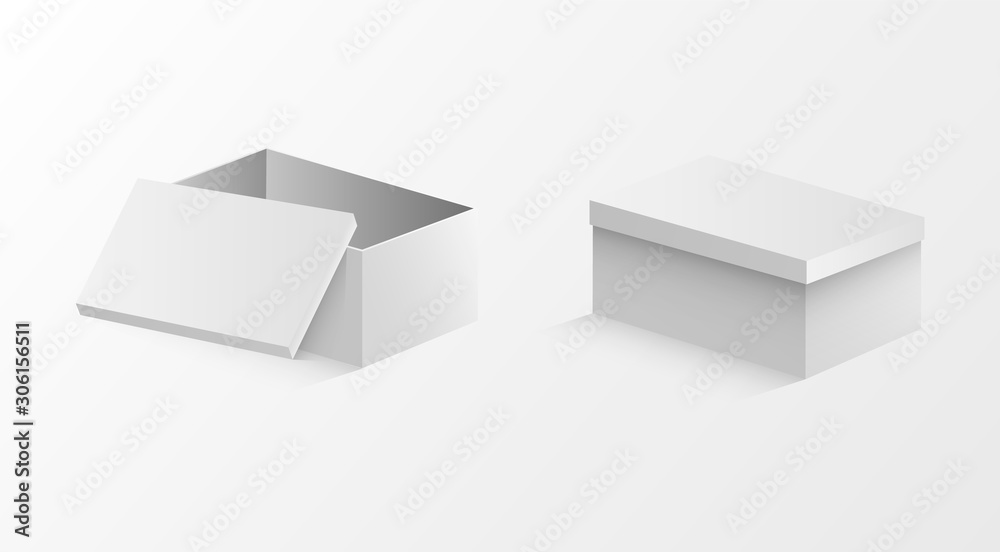Realistic Open And Closed Blank Packaging Boxes Realistic Open And Closed Blank Packaging Boxes