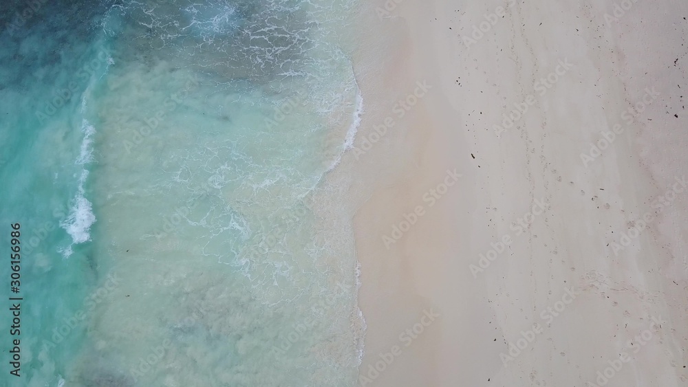 Waves wash sea shore in Seychelles beatiful footage 4K