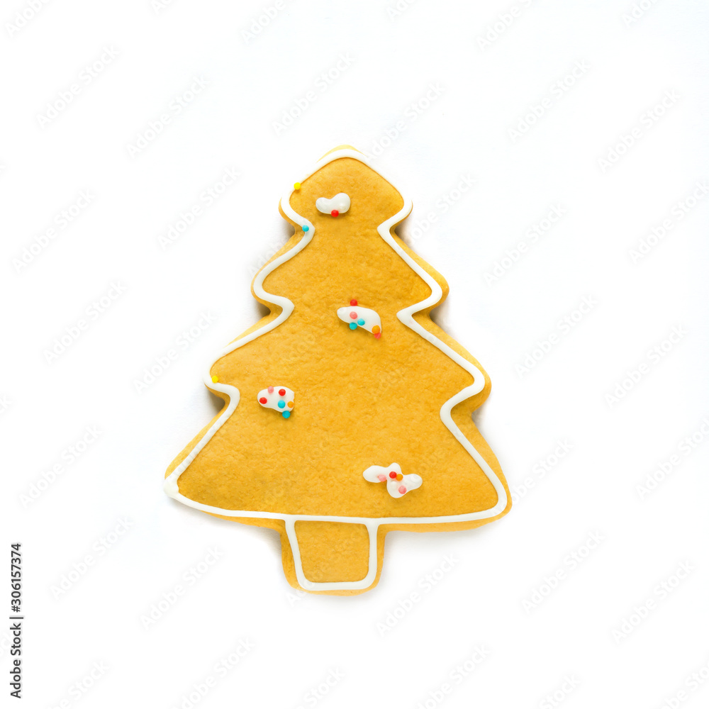 Christmas tree gingerbread. Design for greeting cards, backgrounds, covers, invitations and menu.