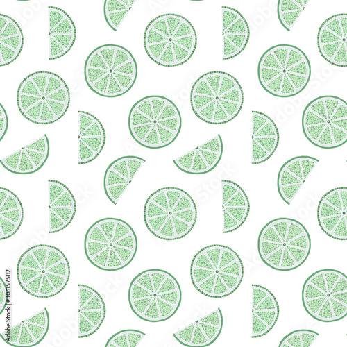 Lime seamless pattern. Colorful sketch limes.