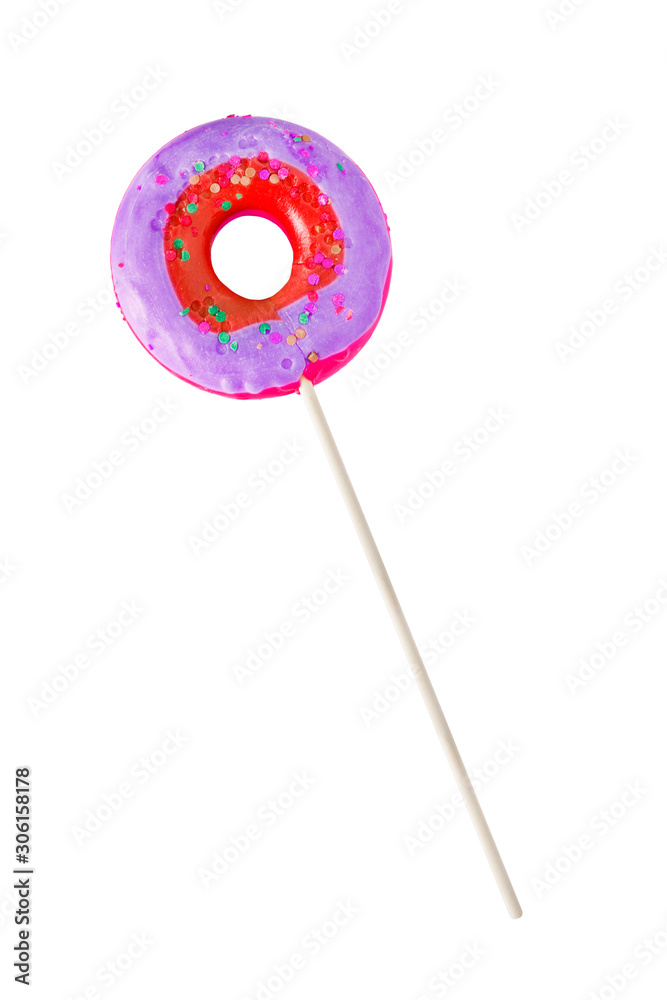 Donut shaped lollipop isolated