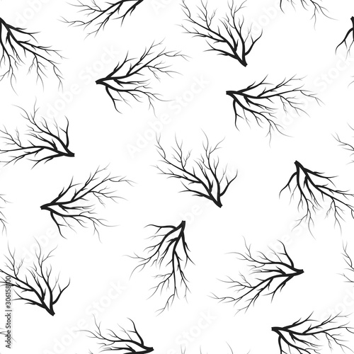 Fototapeta Naklejka Na Ścianę i Meble -  Forest tree root seamless pattern. Vector isolated background for textile or wrapping paper.