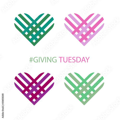 Special day. Giving Tuesday banner design. Set of 4 hearts.