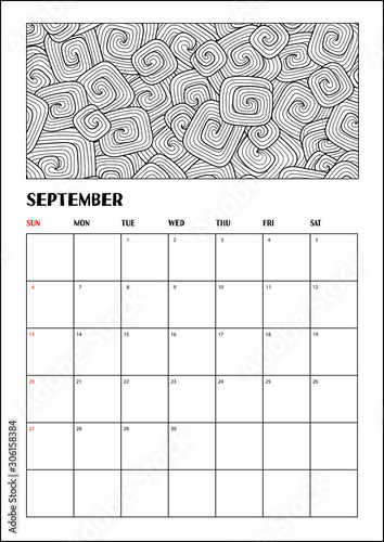 2020 Antistress calendar, doodle illustration.