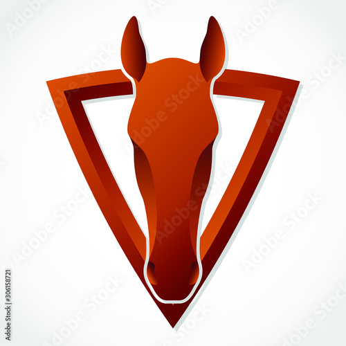 horse 3d elegant modern heraldry logo design