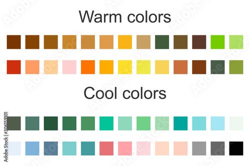 Color scheme. Warm and cold colors. Flat vector