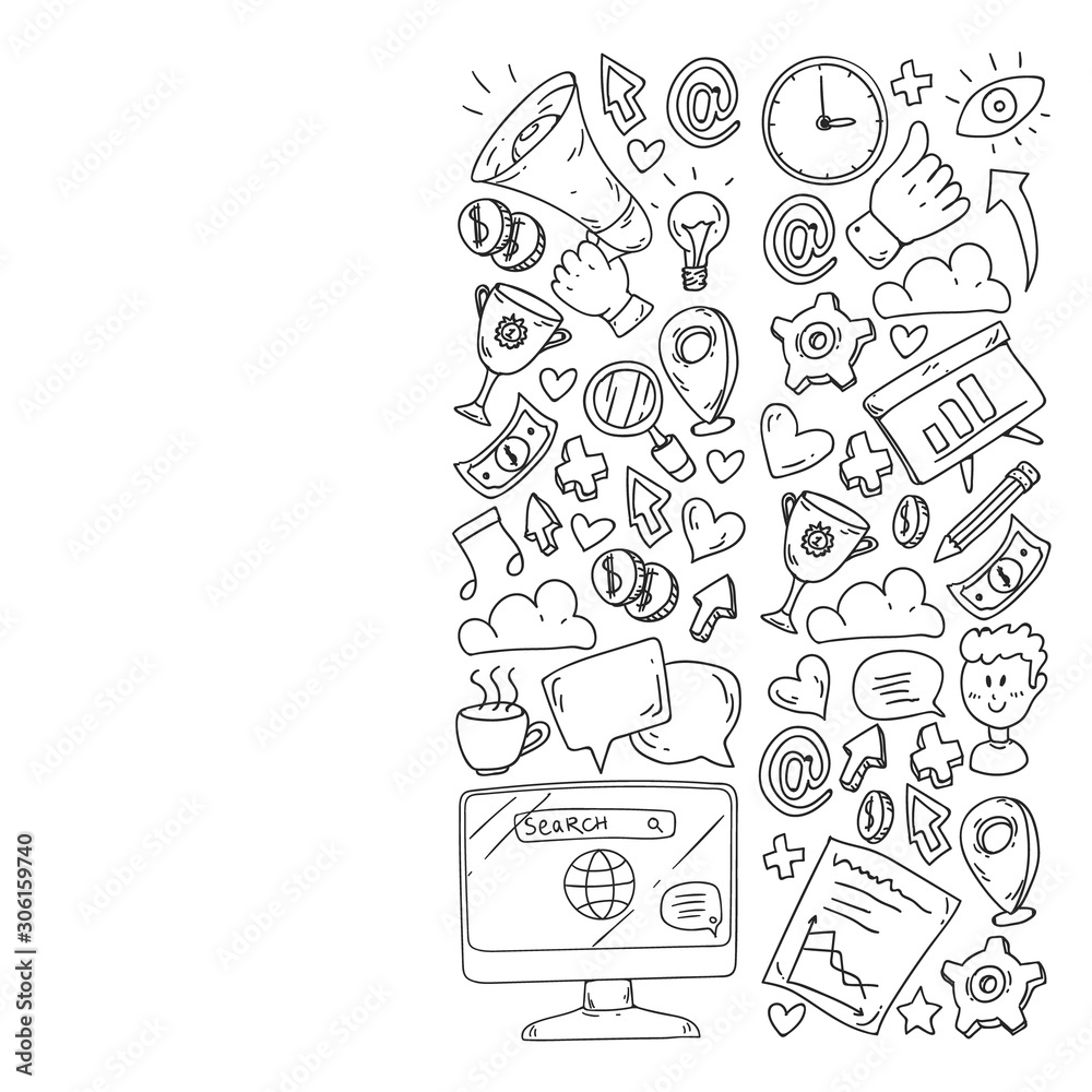Digital marketing, social media, communications, management. Background for banners. Digital marketing, social media, communications, management. Background for banners.