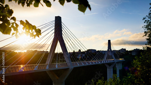 Pont de la Poya au lever du soleil, Fribourg, Suisse