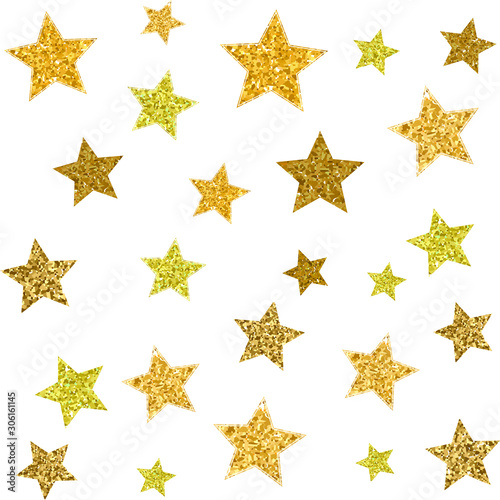 Shiny  Glitter  Golden Christmas Stars. Christmas Pattern. Christmas Background. Stars Background.