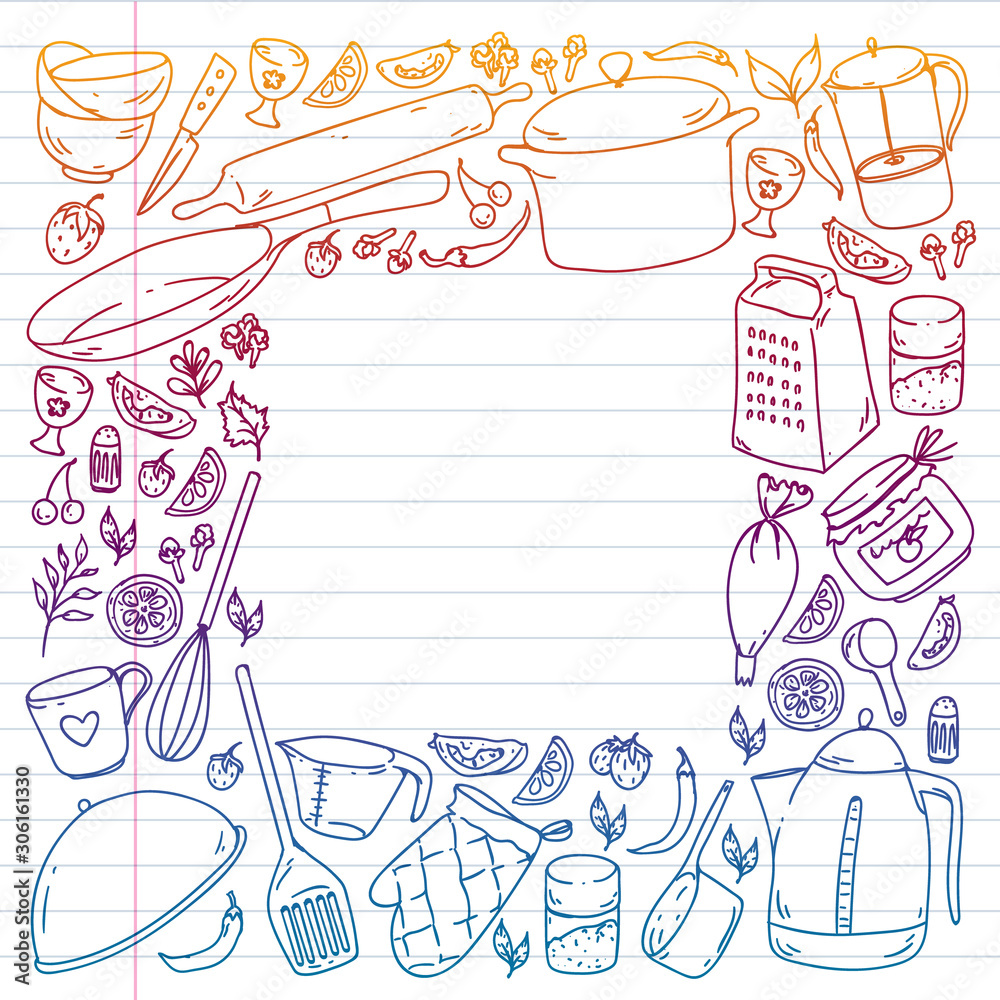 Cooking class, menu. Kitchenware, utencils Food and kitchen icons Cooking class, menu. Kitchenware, utencils Food and kitchen icons