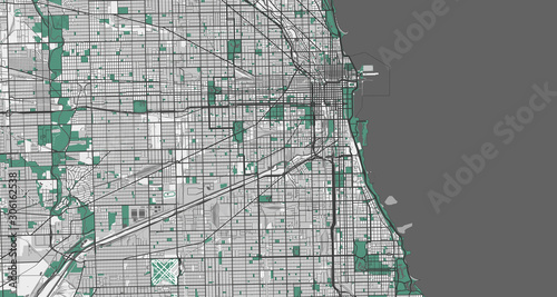 Detailed map of Chicago, USA