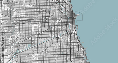 Detailed map of Chicago, USA