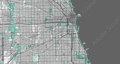 Fotografia Detailed map of Chicago, USA