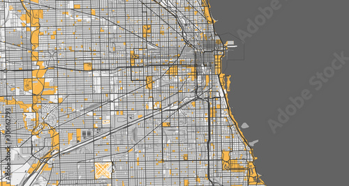 Detailed map of Chicago, USA
