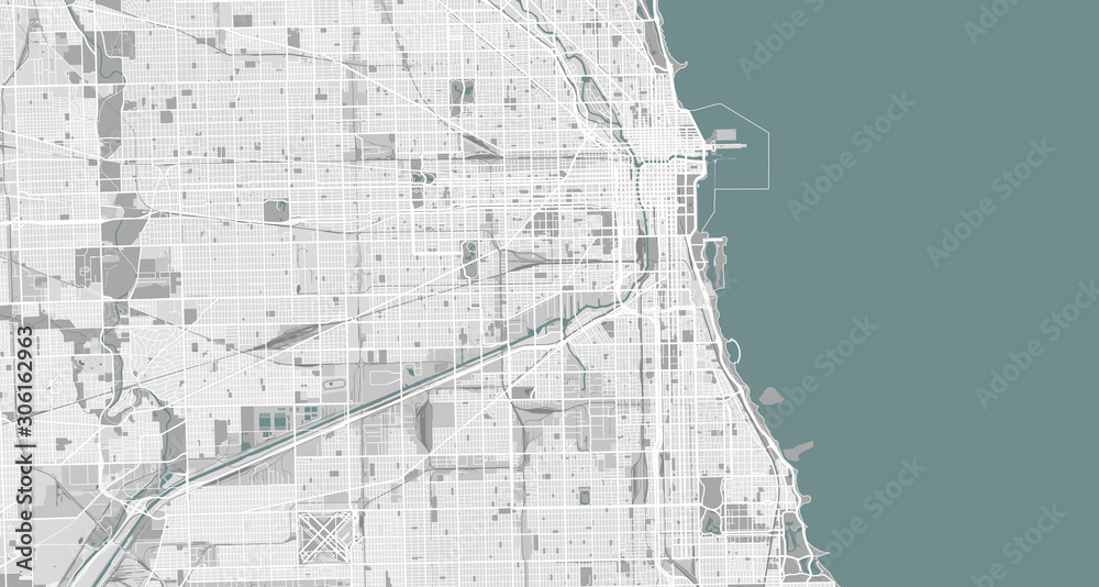 Obraz premium Detailed map of Chicago, USA