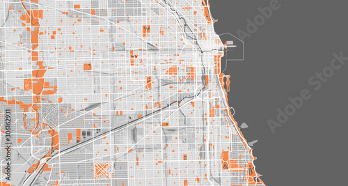 Detailed map of Chicago, USA