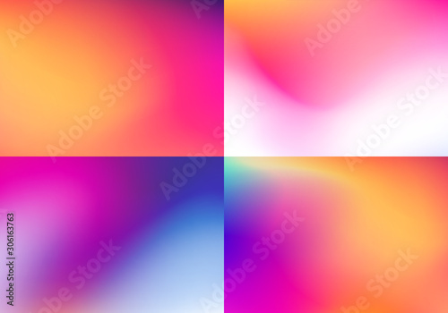 Set of Colorful Blurred Backgrounds. Sleek Multicolored Vector Gradients