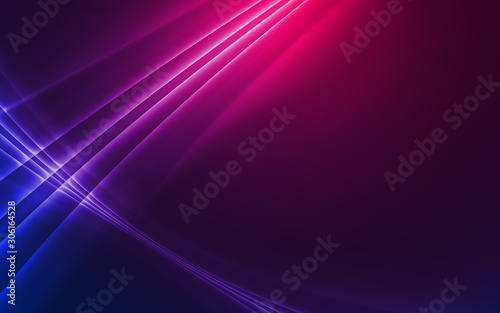 Dark abstract background with neon lines, glow. © Laura Сrazy