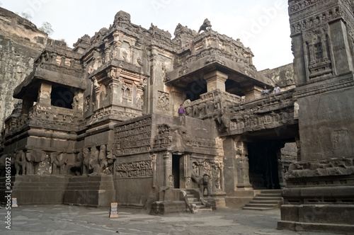 Ellora Caves ancient ruins in Maharashtra, India. Kailas Temple in Ellora