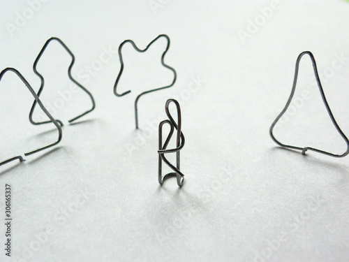 meeting in the park of lovers. installation of paper clips