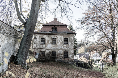 Devasted building of deanery in Horni Slavkov, Czech Republic