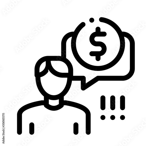 Man Persistently Waiting for Salary Icon Vector. Outline Man Persistently Waiting for Salary Sign. Isolated Contour Symbol Illustration