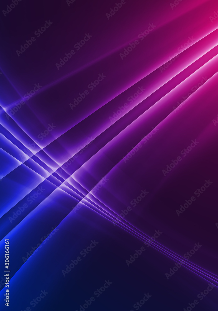 Fototapeta premium Dark abstract background with neon lines, glow.