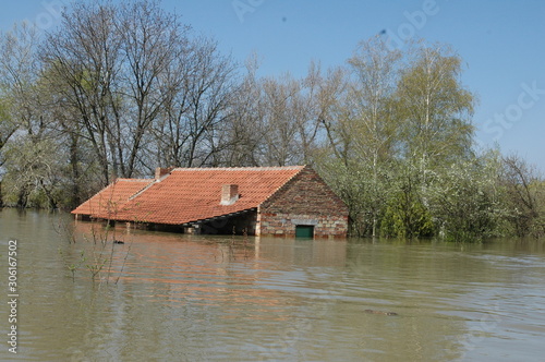 House immersed in the flood