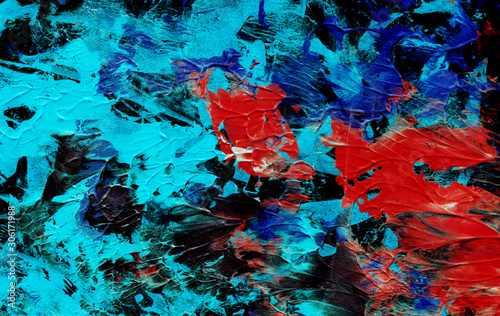 Sky blue and red contemporary abstract painting background