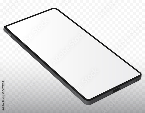 Mobile Phone Vector Illustration With Blank Screen and Transparent Background.