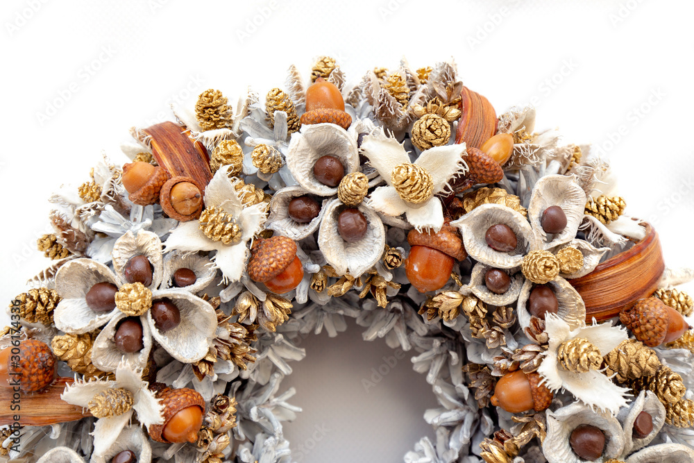 Fototapeta premium Christmas Holiday Wreath Isolated On White Background