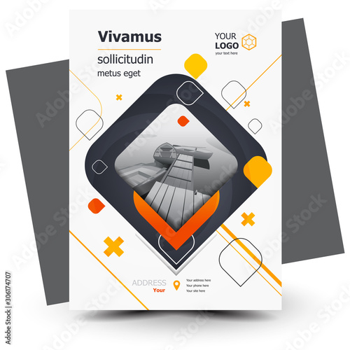 Flyer brochure design, business flyer size A4 template, creative leaflet yellow color