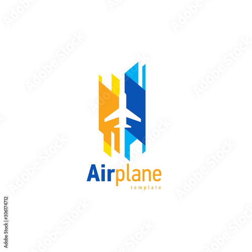 Airplane logo blue stripes