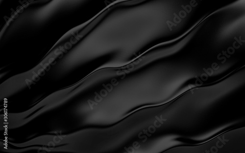 Black wavy background color splash, elegant classy design. 3d render