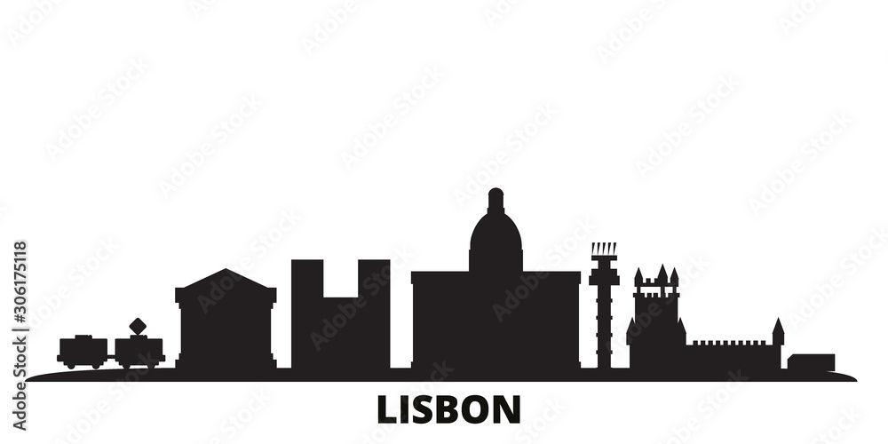 Fototapeta Portugal, Lisbon city skyline isolated vector illustration. Portugal, Lisbon travel cityscape with landmarks