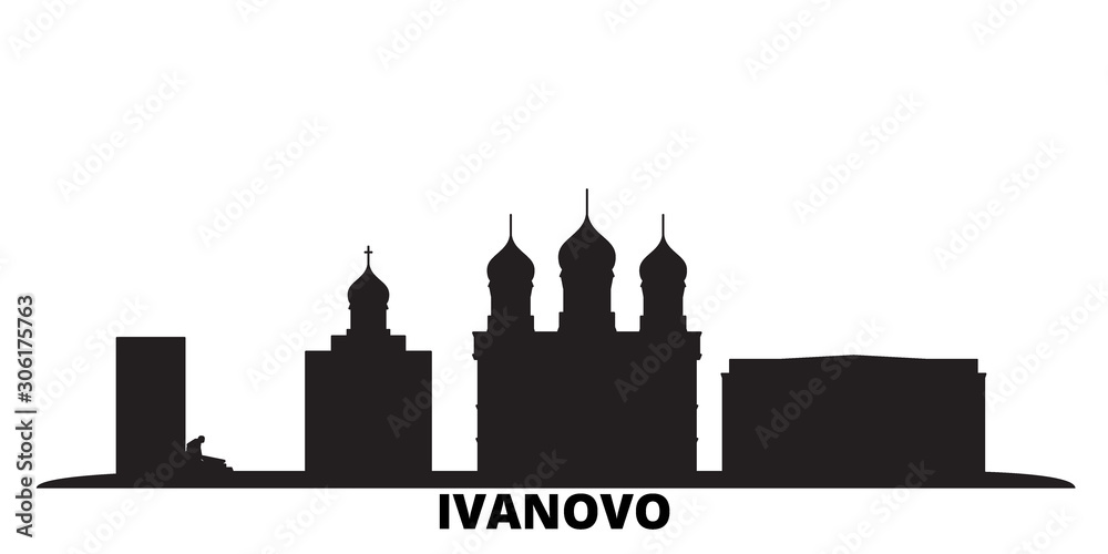 Fototapeta Russia, Ivanovo city skyline isolated vector illustration. Russia, Ivanovo travel cityscape with landmarks