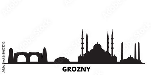 Russia, Grozny city skyline isolated vector illustration. Russia, Grozny travel cityscape with landmarks