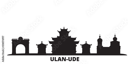 Russia, Ulan Ude city skyline isolated vector illustration. Russia, Ulan Ude travel cityscape with landmarks